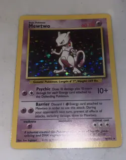 Pokemon Card Base Set Rare Holo Mewtwo 10/102 NM/LP - Image 1