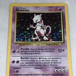 Pokemon Card Base Set Rare Holo Mewtwo 10/102 NM/LP - Image 2