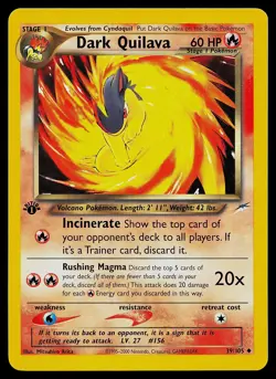 Pokemon Card - Dark Quilava Neo Destiny 39/105 Uncommon 1st Edition - Image 1