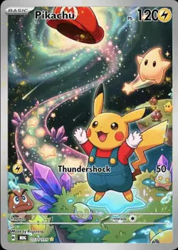 Pokemon Pikachu Custom Art Mario Theme 120 HP Basic Card English - Image 1