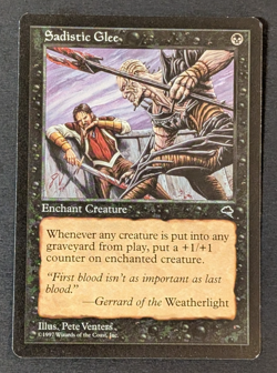 MTG - 1x Sadistic Glee - Tempest - LP - Vintage Magic The Gathering - Black 1997 - Image 1