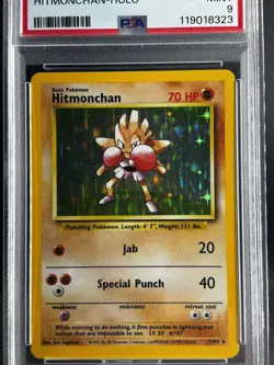 1999 Pokemon TCG Base Set Hitmonchan Holo Rare Card 7/102 PSA 9 Mint - Image 3