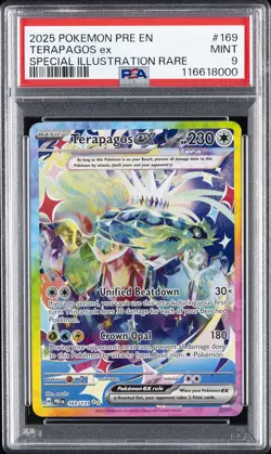2025 POKEMON PRE EN-PRISMATIC EVOLUTIONS #169 TERAPAGOS EX PSA 9 - Image 1