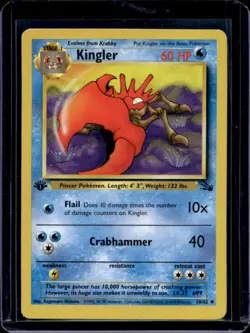 1999 Pokemon Fossil 1st Edition Kingler #38/62 - Image 1