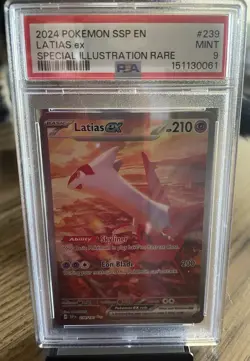 2024 POKEMON SSP EN-SURGING SPARKS SPECIAL ILLUSTRATION RARE LATIAS EX PSA 9 - Image 5