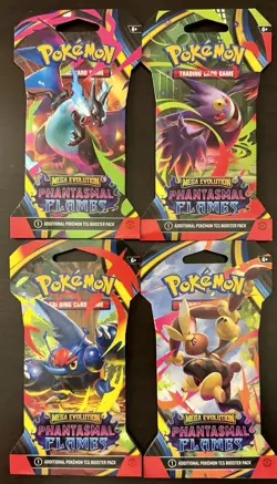 Pokemon Phantasmal Flames Sleeved Booster Pack Full Art Set Lot of 4 Sealed - Image 1