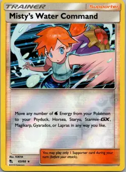 Misty's Water Command 63/68 Holo Rare Hidden Fates Pokemon Reverse Holo NM - Image 1