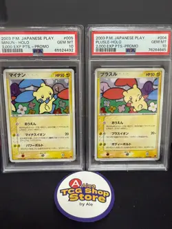 Pokemon Japanese Promo PLAY 005 Minun Holo 004 plusle holo PSA 10 - Image 1