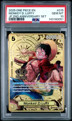 2025 ONE PIECE JPN 2ND ANV SET #015 MONKEY D. LUFFY PSA 10 - Image 1