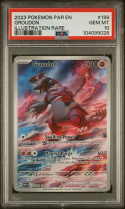 2023 POKEMON PAR EN-PARADOX RIFT ILLUSTRATION RARE #199 GROUDON PSA 10 - Image 1