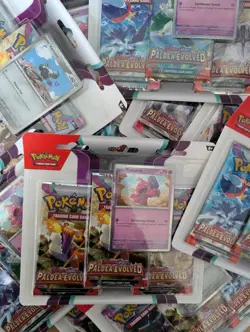 Pokemon TCG Paldea Evolved Triple 3 Pack Blister x15 45 packs total - Image 1