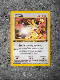 Pokemon TCG Cards 1st Edition Meowth 62/82 Team Rocket EXC - Image 3