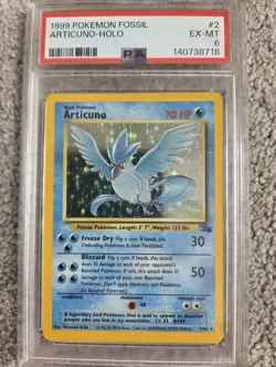 1999 POKEMON FOSSIL ARTICUNO - HOLO #2/62 PSA 6 EX-MT 2/62 UNLIMITED - Image 1