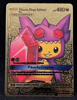 Pokemon - Pikachu Mega Sableye - Tag Cosplay - Gold Foil - Fan Art - Card #005 - Image 1
