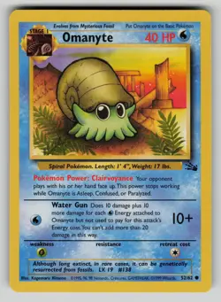 Omanyte 52/62 Fossil Pokemon LP - Image 1