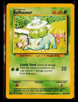 1999 Pokemon TCG Bulbasaur Base Set #044/102 - Image 1