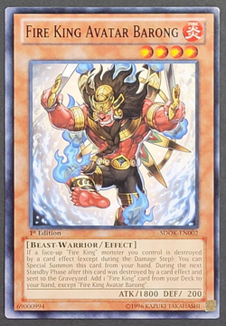Yugioh TCG - 1x Fire King Avatar Barong - SDOK-EN002 - NM - Common - 1st Ed 2013 - Image 1