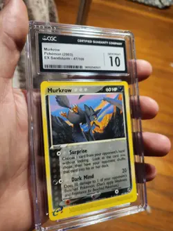 (POP 11) CGC 10 GEM MINT 2003 Pokemon EX Sandstorm Murkrow 47/100 Card - Image 1