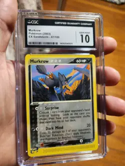 (POP 11) CGC 10 GEM MINT 2003 Pokemon EX Sandstorm Murkrow 47/100 Card - Image 2