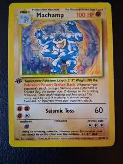 Pokemon Card - 1st Edition Machamp - ( 8/102 ) Base Set Rare Holo - Image 1