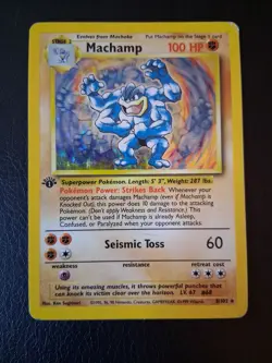 Pokemon Card - 1st Edition Machamp - ( 8/102 ) Base Set Rare Holo - Image 2