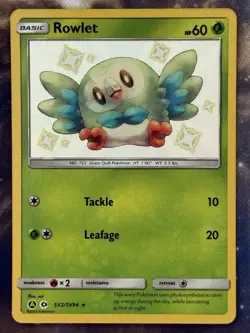 Pokemon Rowlet SHINY SV2/SV94 Hidden Fates Holo Foil Rare Card nm - Image 1