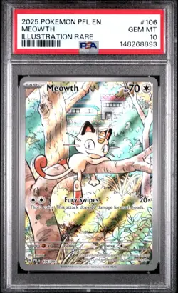 PSA 10 GEM MINT Meowth 106 Phantasmal Flames Illustration Rare Pokemon Card - Image 1