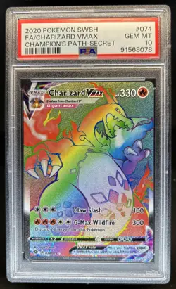 2020 Pokemon SWSH Champion's Path Charizard VM #074/073 PSA 10 GEM MINT - Image 1