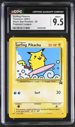 Surfing Pikachu PokeMon League Black Star Promos 28 NM CGC GEM MINT 9.5 9159 - Image 1