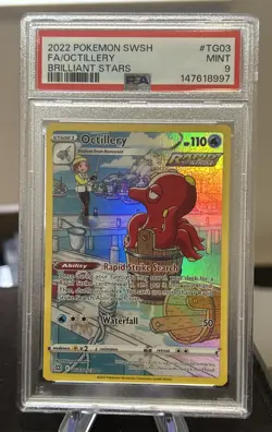 2022 POKEMON SWORD & SHIELD BRILLIANT STARS #TG03 FULL ART/OCTILLERY PSA 9 - Image 1