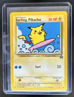 1999 Pokemon Wizards Black Star Promos Surfing Pikachu #28 - Image 1