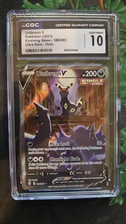 CGC 10 UMBREON V 189 EVOLVING SKIES ALT ART SWORD & SHIELD POKEMON GEM MINT - Image 1