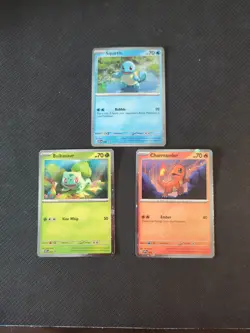 Pokemon 151 Promo Bulbasaur Charmander Squirtle SVP 046 047 048 Kanto Cosmo Holo - Image 1