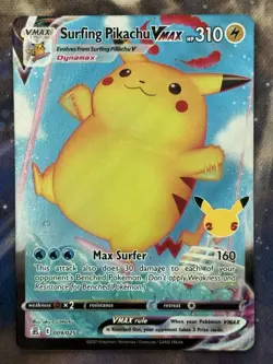 Surfing Pikachu VMAX 009/025 Full Art Pokemon Celebrations 25th Anniversary NM - Image 1