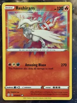 Pokemon TCG Reshiram 017/072 Amazing Rare Shining Fates Holo Foil NM - Image 1