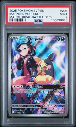 2025 POKEMON SVP EN-SV BLACK STAR PROMO #206 MARNIE'S MORPEKO PSA 9 - Image 1