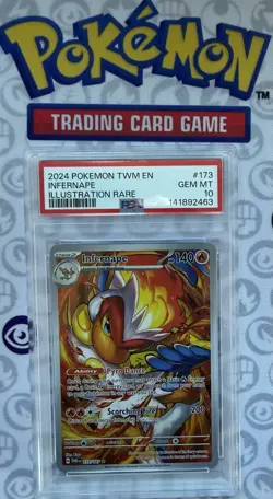 🔥2024 POKEMON TWM EN-TWILIGHT MASQ ILLUSTRATION RARE #173 INFERNAPE PSA 10🔥 - Image 1
