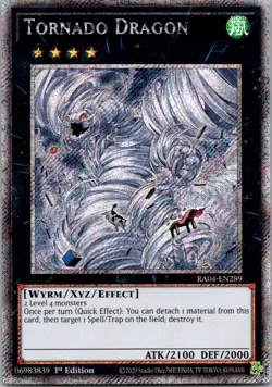 Yugioh Tornado Dragon RA04-EN289 1st Edition Platinum Secret Rare NM - Image 1