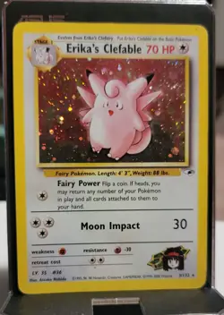 Erika's Clefable Unlimited Holo Rare 3/132 LP Pokemon Card Gym Heroes - Image 1