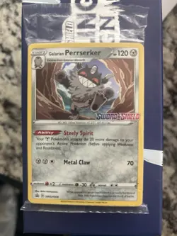 Pokemon Galarian Perrserker Promo Sword & Shield Card SWSH008 NM - Image 1