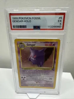 Pokemon TCG Gengar 5/62 Fossil Unlimited Holographic Card PSA 5 - Image 1