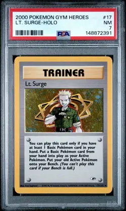 2000 POKEMON GYM HEROES #17 LT. SURGE-HOLO PSA 7 - Image 1