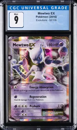 2016 POKEMON EVOLUTIONS #52 MEWTWO EX CGC 9 - Image 1