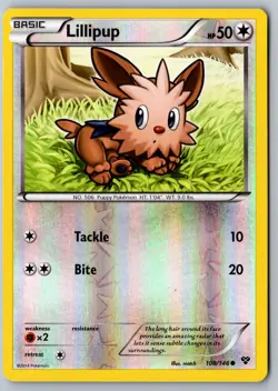 Pokemon: Lillipup Reverse Holo Common XY Base Set 108/146 LP+/NM - Image 1