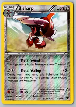 Pokemon: Bisharp Reverse Holo Rare XY Base Set 82/146 LP+/NM - Image 1