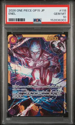 2026 ONE PIECE JAPANESE OP15-ADVENTURE ON KAMI'S ISLAND #118 ENEL PSA 10 - Image 1
