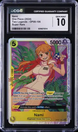 2024 ONE PIECE TWO LEGENDS SUPER RARE #OP08-106 NAMI CGC 10 GEM MINT - Image 1