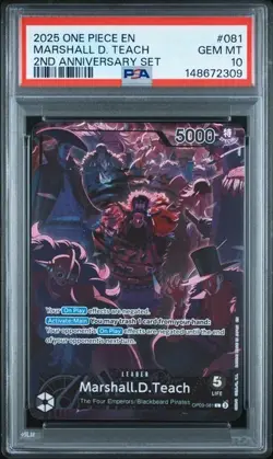 ONE PIECE MARSHALL D. TEACH 2025 VERSION 2ND ANNIVERSARY SET #081 PSA 10 - Image 1