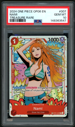 2024 ONE PIECE NAMI TREASURE RARE OP06-WINGS OF THE CAPTAIN #007 PSA 10 - Image 1
