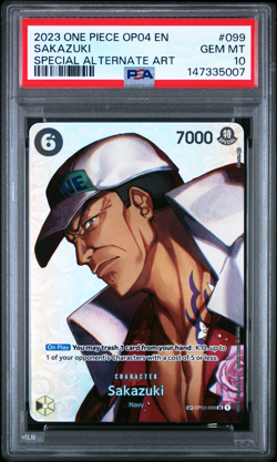 2023 ONE PIECE SAKAZUKI SPECIAL ALT. ART OP04-KINGDOMS OF INTRIGUE #099 PSA 10 - Image 1